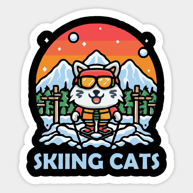 Skiing Cats. Skiing Sticker by Chrislkf